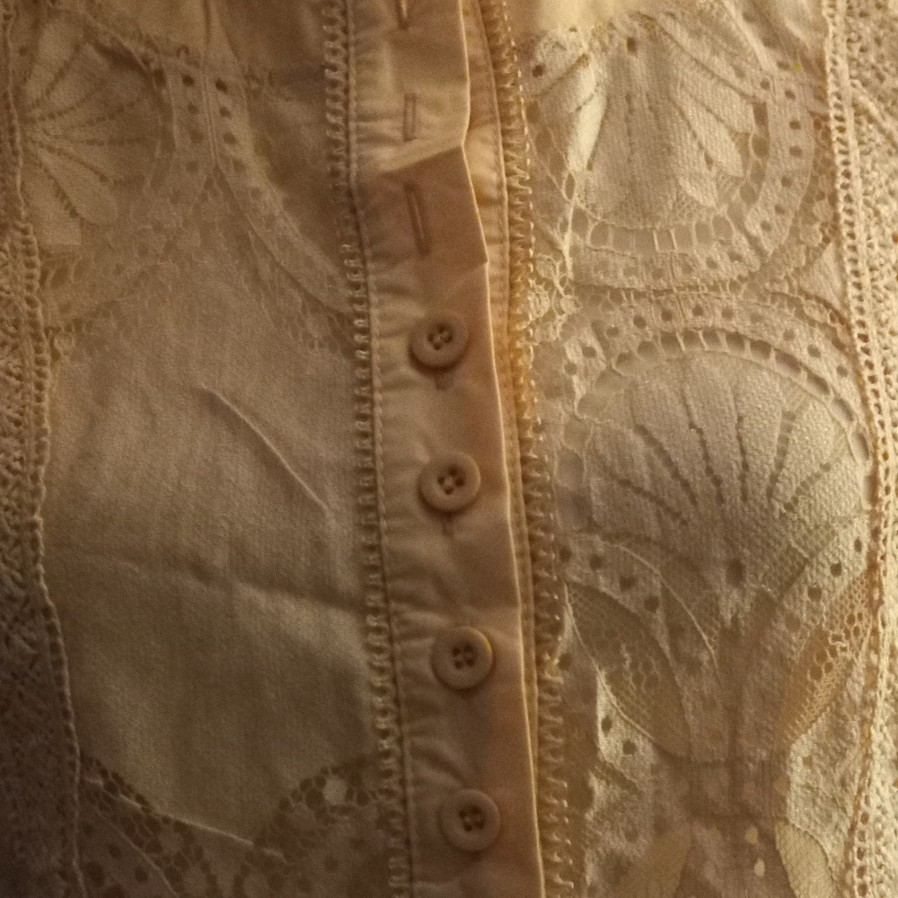 new,y2k hollow out pink lace button vest,sides print patterns do not match, med. - Picture 2 of 6